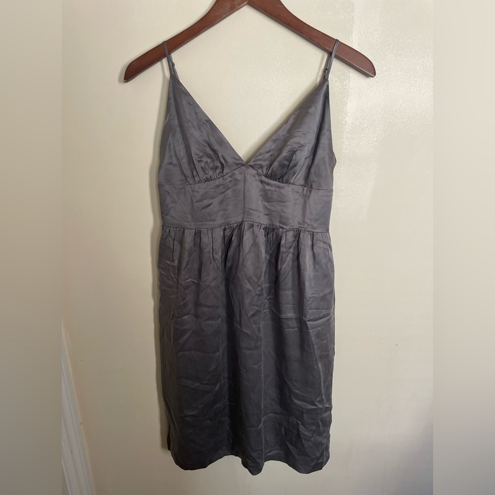 Elegant Jacob Silk Gray Spaghetti Strap Dress